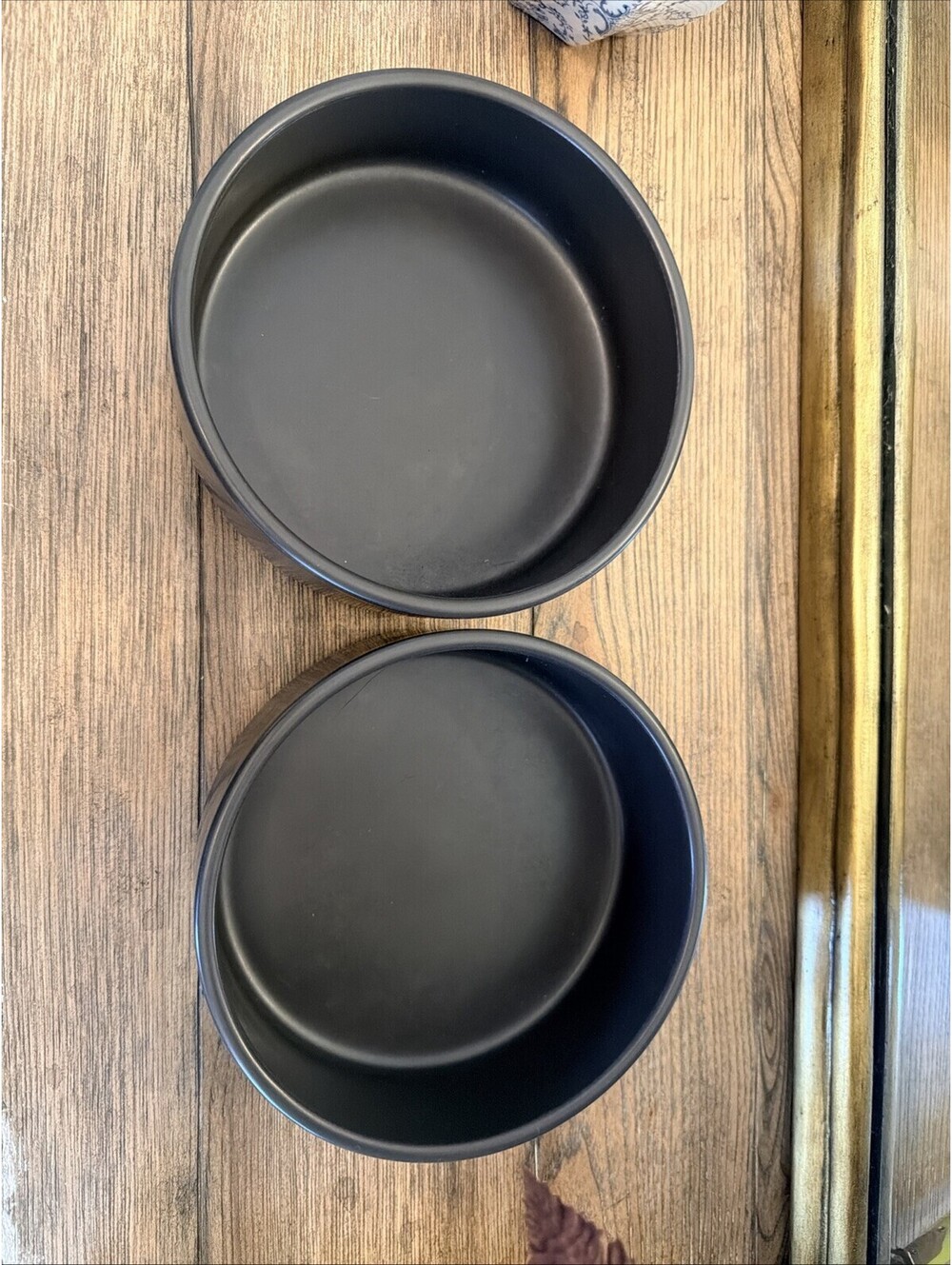 Pottery Barn Mason Stoneware Pet Dog Bowl Large Charcoal 15 Cup 7.5" - Set of 2